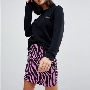 ASOS pink and black zebra mini skirt